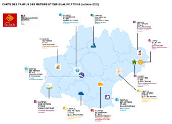 Carte des Campus des métiers et des qualifications d'Occitanie